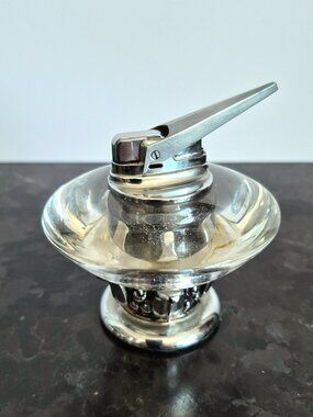 1955 Ronson 'Nordic' Table Lighter, Crystal & Chrome, Made In Canada, Working